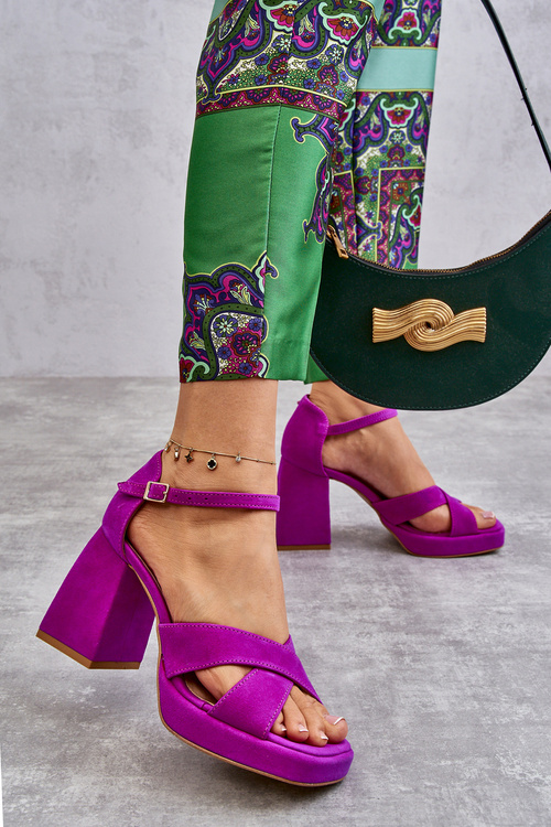 Dámske semišové vysoké podpätky Lewski Shoes 3221 Fuchsia