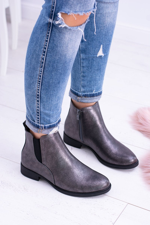 Sergio Leone tmavě šedá boty s plochou patou Vuko