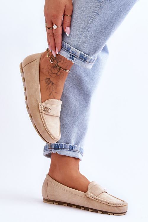 Pošmyknuté semišové mokasíry beige castelo