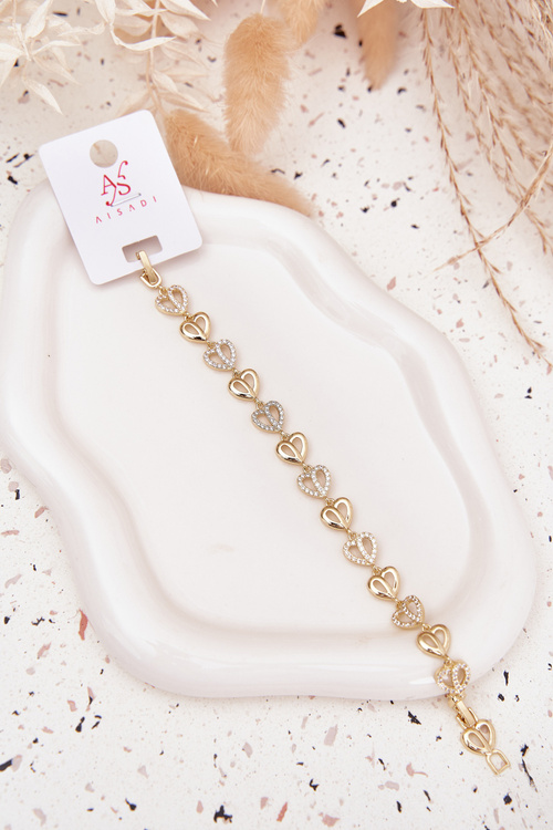 Náramek ze chirurgické oceli se zirkony zlatý