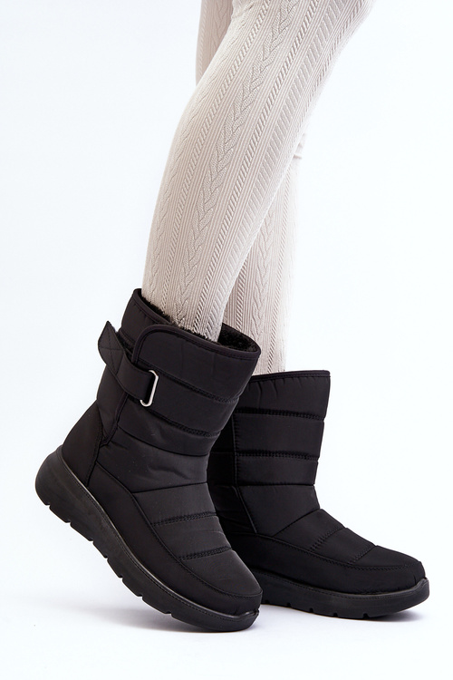 Dámske zimné topánky na suchý zips s podšívkou Čierne Jawora