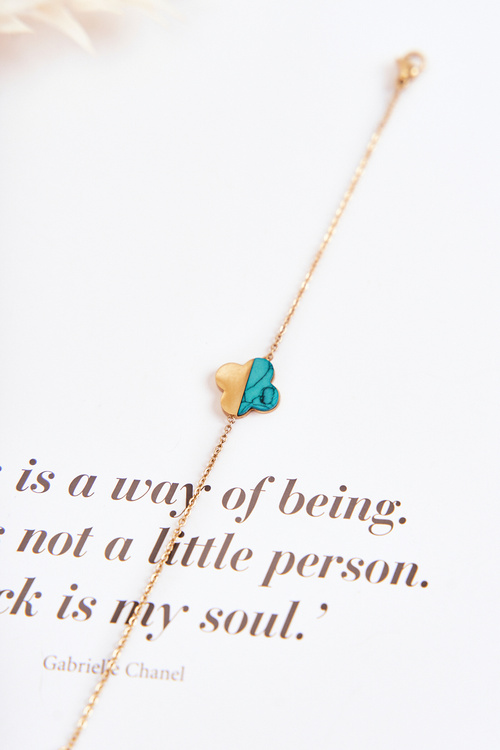 Náramek Na Retízku S Jetelem Zlato-zelená