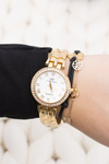Women Gold Watch with Bracelet Crystals