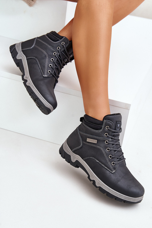 Pánské Zateplené Trekingové Boty Z Eko Kůže Modré Neramia