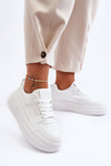 Dámské kožené sportovní boty na masivní platformě bílé Belisso