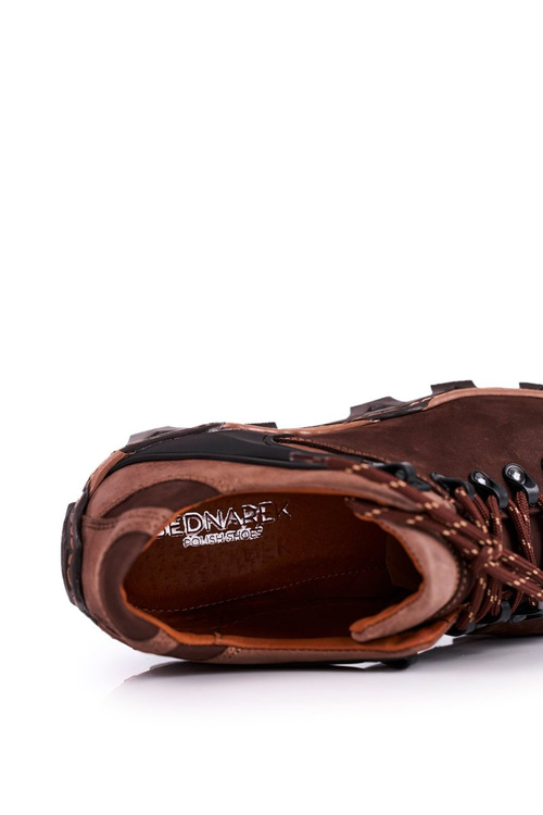 Pánska kožená kožená turistická topánky bednarek hnedá