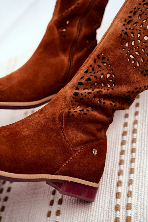 Dámska Maciejka Camel Openwork Kožené topánky 04525-29