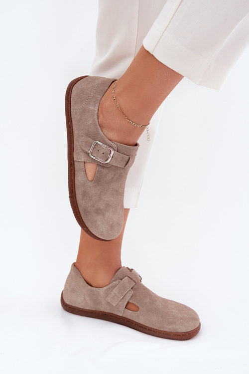 Semišové Polobotky Barefoot Dámske S Prackou Zazoo N1261 Béžové
