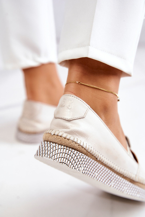 Dámske kožené matiejka mokasíny 05432-22 Svetelná béžová béžová