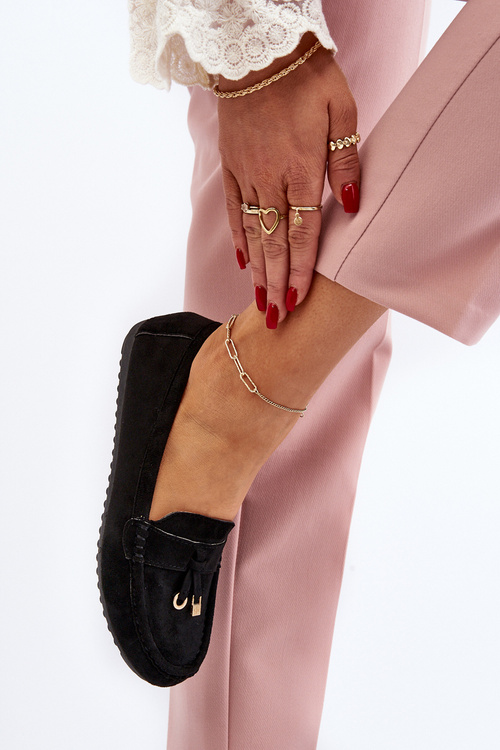 Dámske klasické čierne semišové mokasíny Ontala