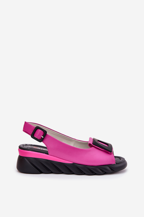 Kožené Dámske Sandále Na Platforme S Ozdobou Artiker 56C1571 Fuchsie