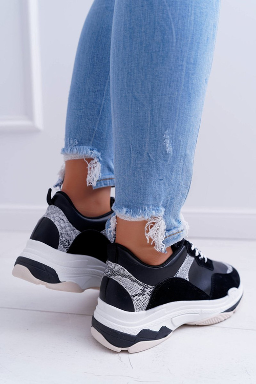 Dámská Sportovní Obuv Tlustou Podrážkou Černé Remember