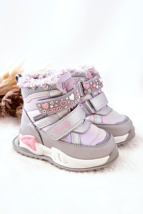 Dětské polstrované sněhule Stříbrně růžová Chilly