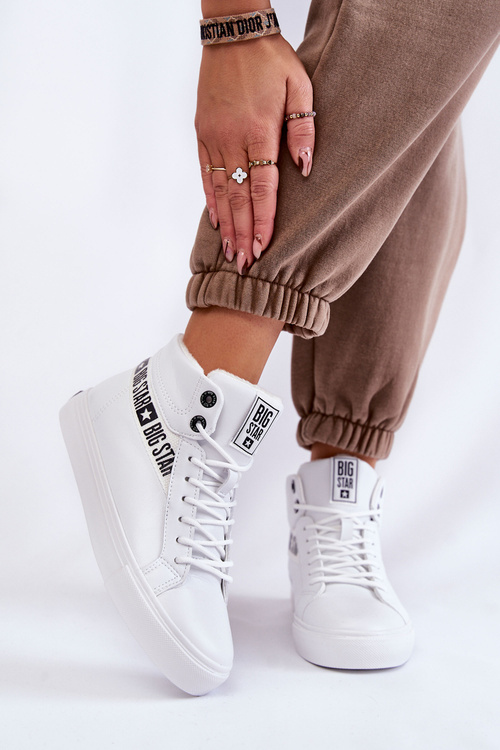 Dámske vysokohorské kožené kožené tenisky Big Star EE274356 biela