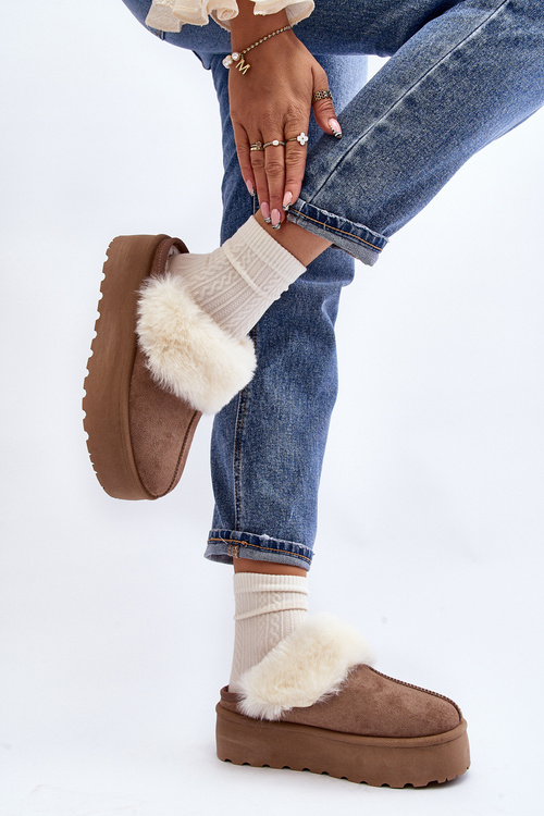 Dámské Zimní Boty na Hrubém Podrážce Khaki Starlyn