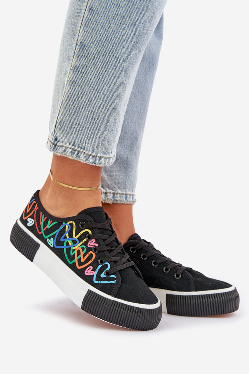 Dámské Tenisky Srdce Černé Fonirea