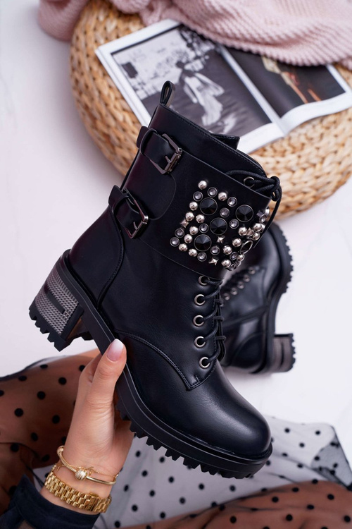 Dámské Kotníkové Boty boty s Klopou černé Infinity