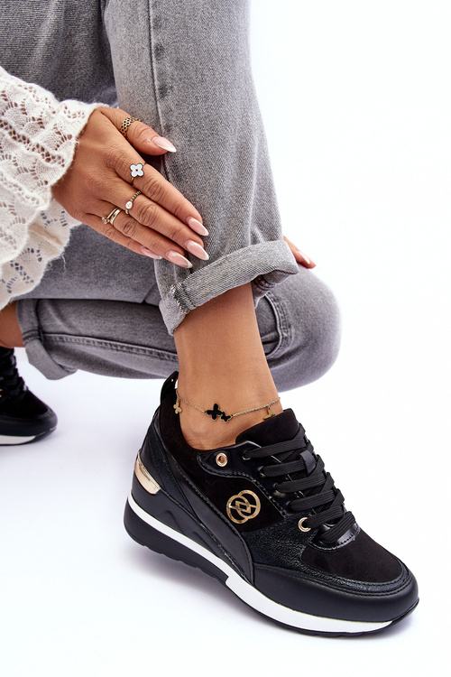 Dámské šněrovací sportovní boty na koturnu černé Genova