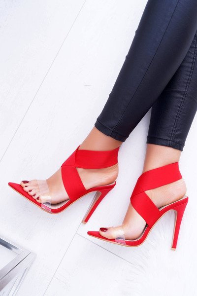 Dámske päty dámske výškové sandále Červené svetlá