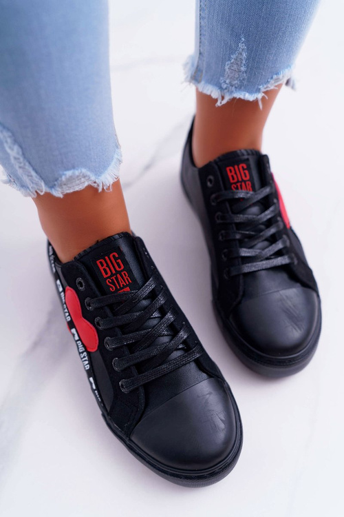 Dámske čierne tenisky so srdcom EE274256