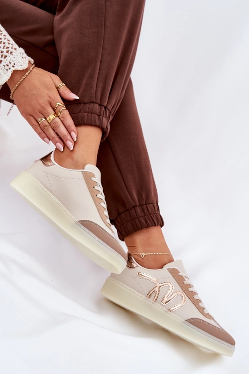 Nízké Dámské Sportovní Boty Z Eko Kůže Béžové Iladira