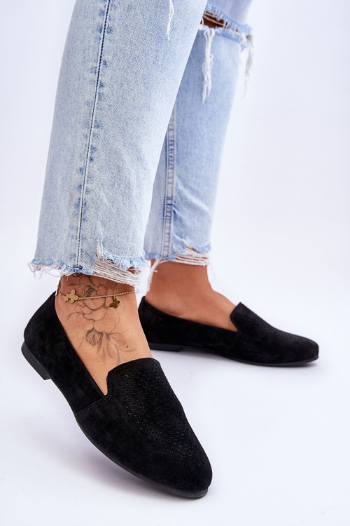 Semišové pohodlné mokasíny Černá Giovana