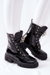 Dámské Kotníkové Ploché Boty Krystaly Cerné Tweten