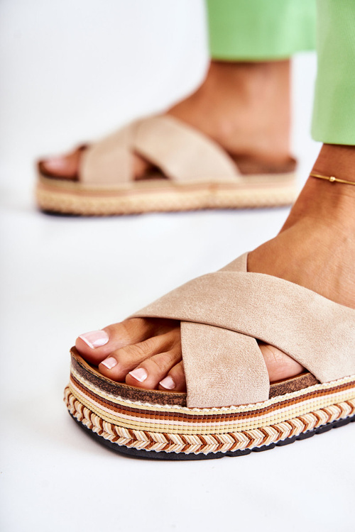 Dámské semišové pantofle na platformě béžove Jossie