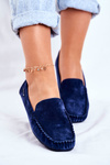 Dámske mokasínové kožené modré pappito