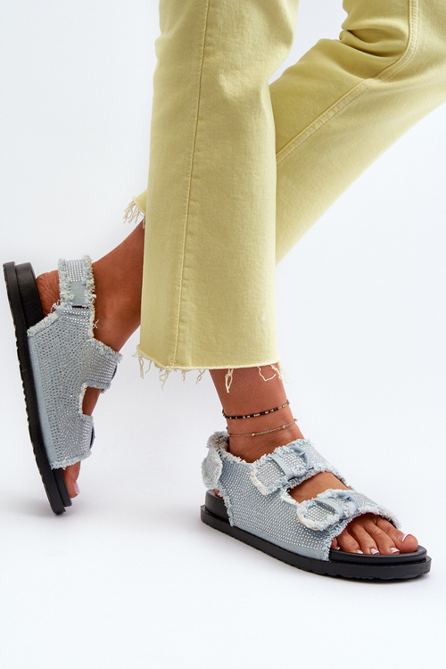 Dámské džínové zdobené sandály modré Irmale