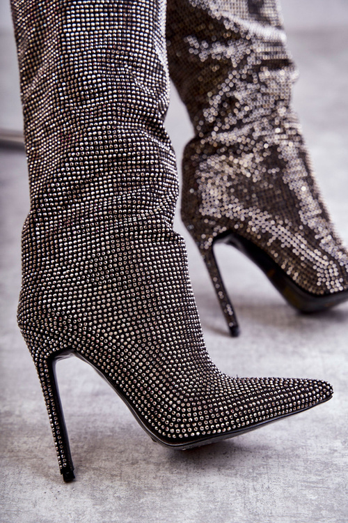 Módne topánky na vysokom podpätku s kubickými zirkónmi
