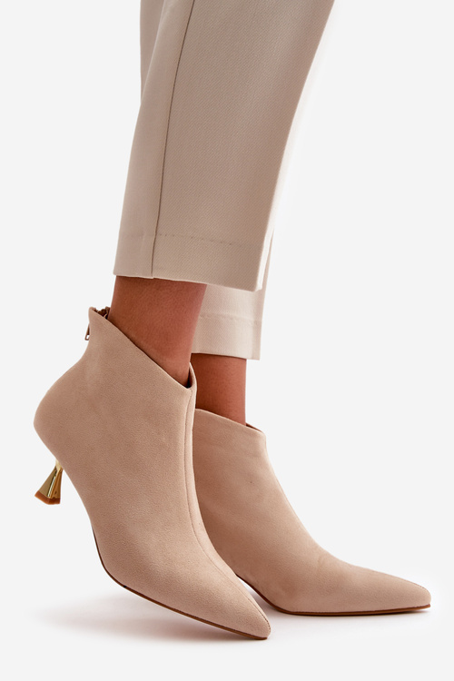 Dámské boty na jehlovém podpatku eko zamšové béžové Terlena