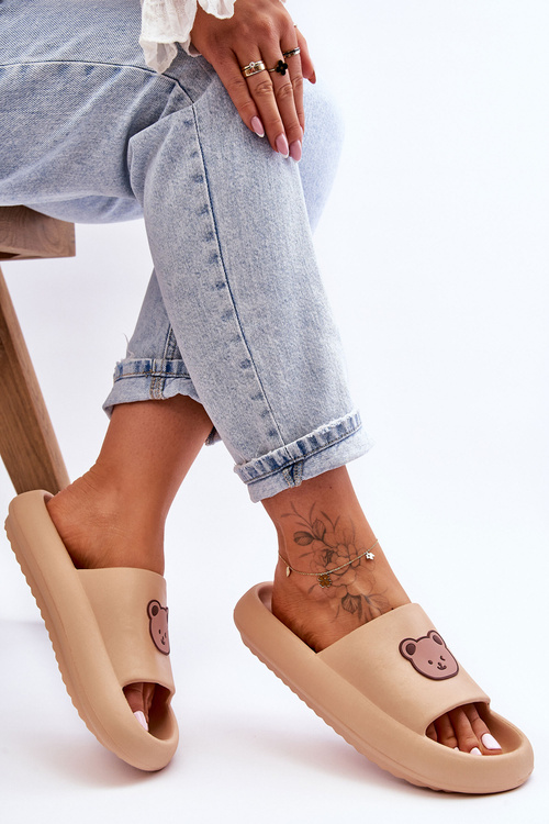 Ľahké dámske penové žabky s béžovou medveďom