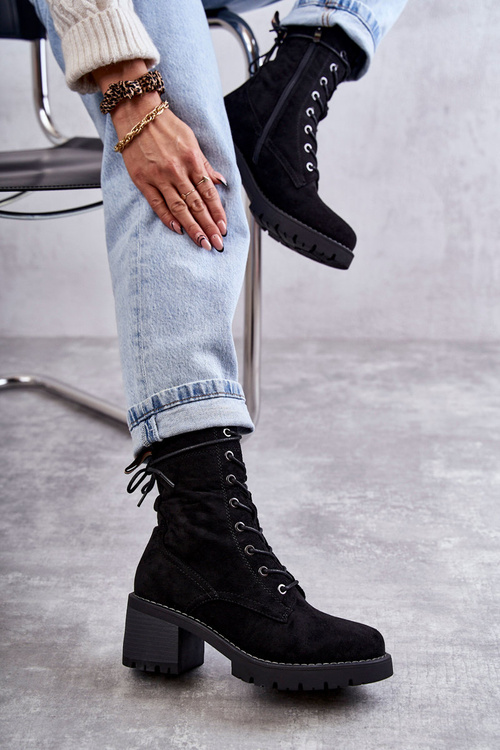 Dámské zateplené kozačky na vysokém podpatku černé Julieta