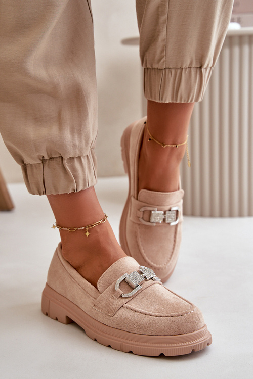 Dámske Eko Semišové Mokasíny S Dekoráciou Béžové Wistera