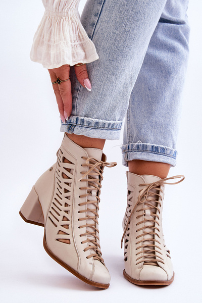 Maciejka Openwork Kožené topánky 05508-22 Svetelná béža