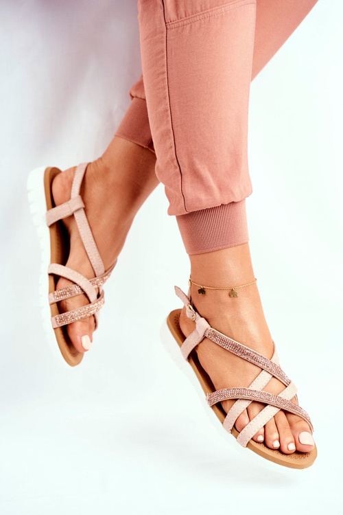 Dámske sandále Lu Boo so zirkónmi 406-6 Pink Gold