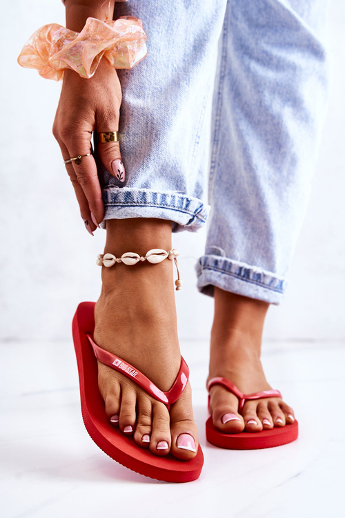 Žien flip -flops veľká hviezda jj274a384 červená