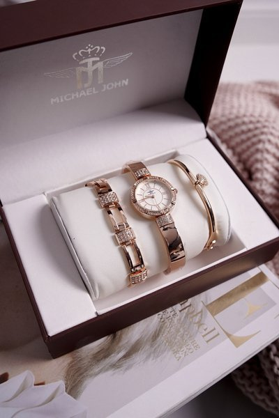 Dámske hodinky a dva náramky Michael John Pink Gold