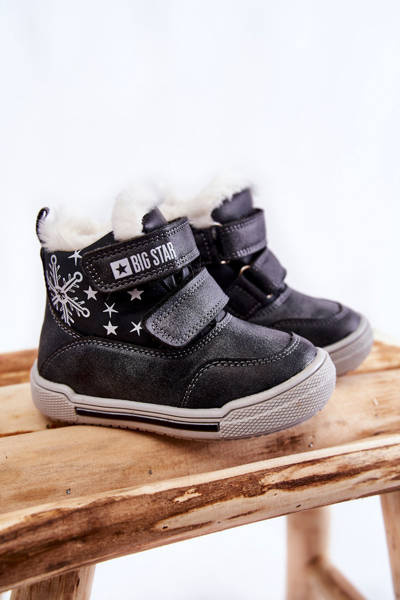Dětské zateplené kozačky na suchý zip Big Star KK374191 Černe