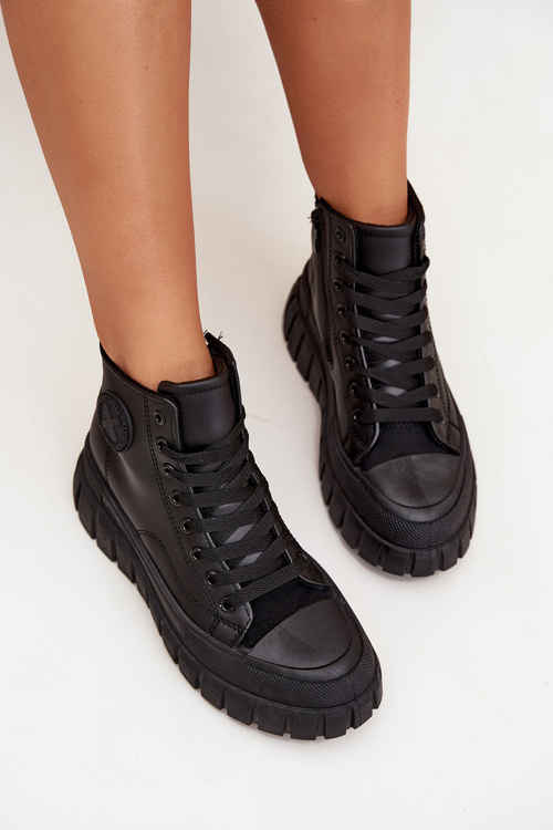 Zateplené Vysoké Tenisky Dámské Na Platformě S Zipem Černé Sarira