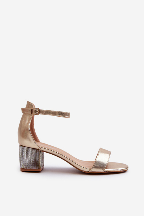 Dámske sandále z eko kože na zdobenom opätku zlaté Wiatalia