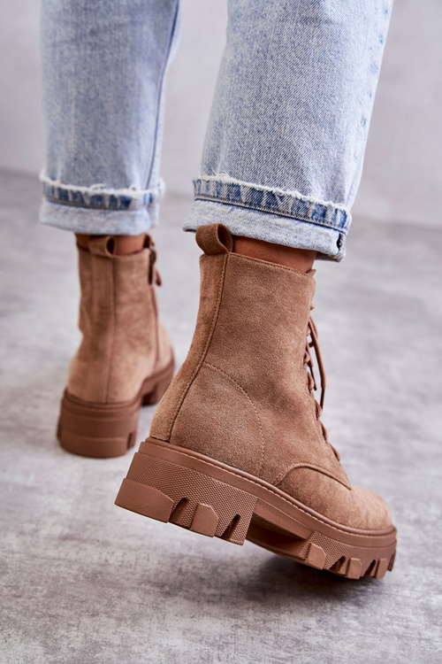 Semišové teplé boty Workers Brown Darvin