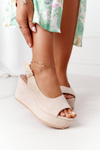 Semišové Klínové Sandály Béžové Party Time
