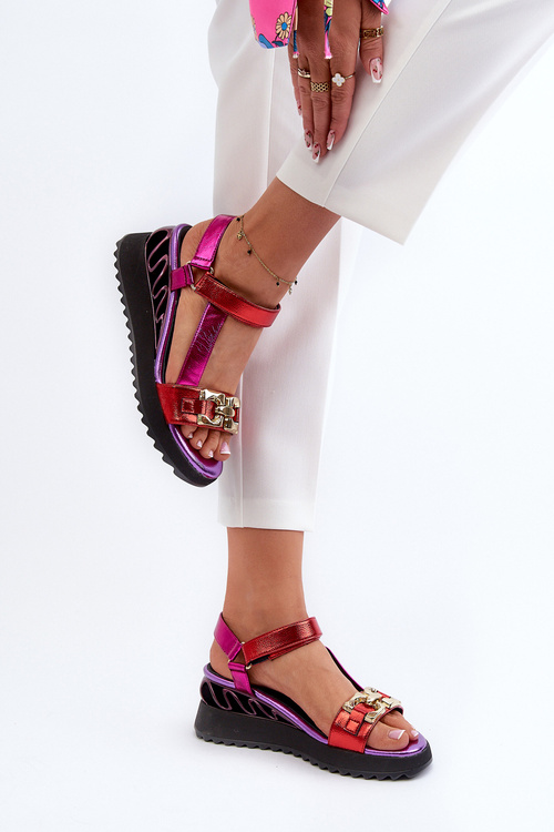 Dámské sandály na klínku D&A CR954 fialové