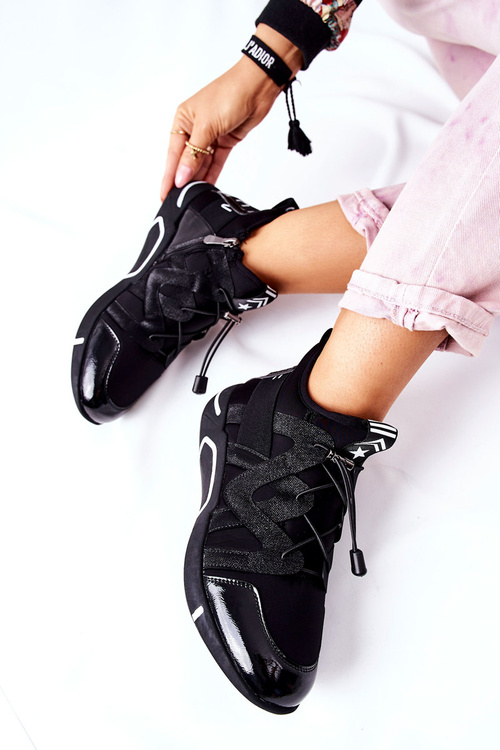 Tenisky s vysokým športovým obuvi čierne lancez