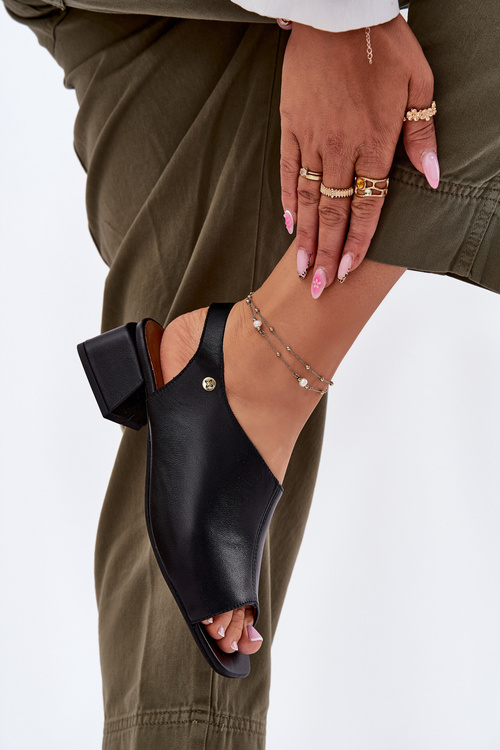 Kožené Dámské Sandály Na Klínku Maciejka 06975-01 Černé