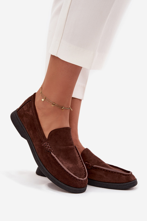 Dámske mokasíny z eko semišu čokoládové Tynara