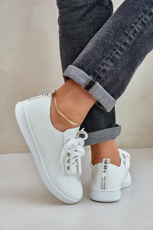 Dámske Ažúrové Šnurovacie Tenisky Svetlo Béžové Carinel