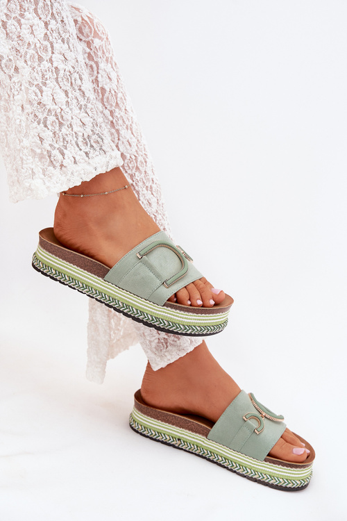 Dámske Sandále Na Platforme S Ozdobou Zelené Daphira